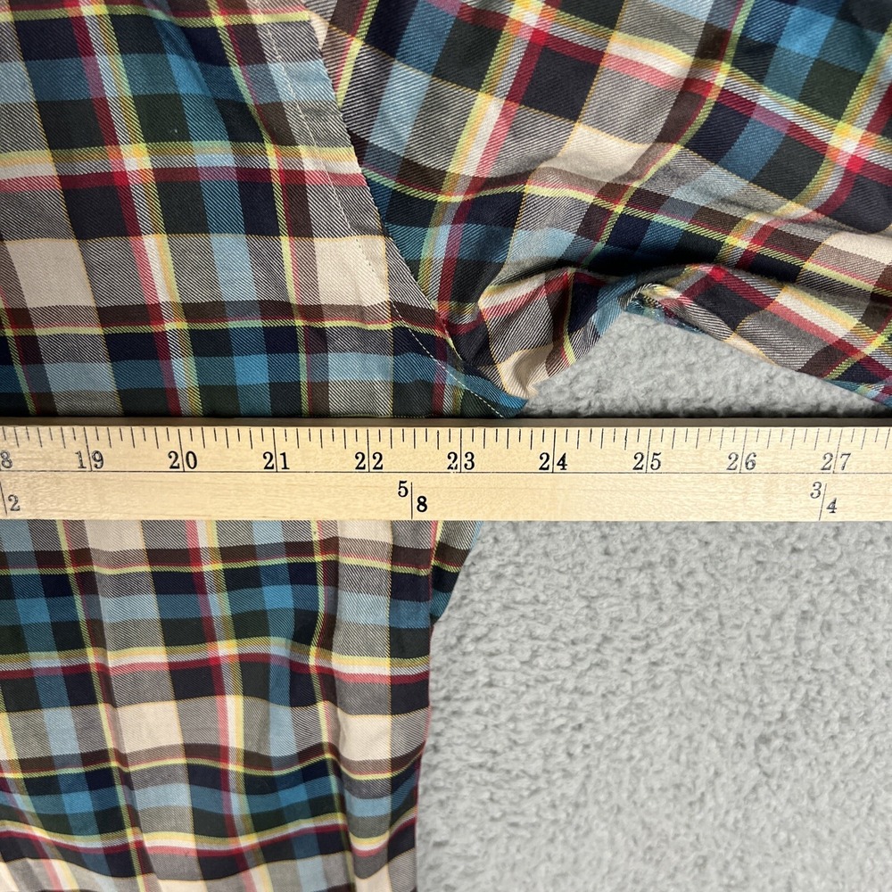 Hammer Made Dress Shirt Mens size 16.5 Multicolor Plaid Flip Cuff Colorful - Picture 11 of 13